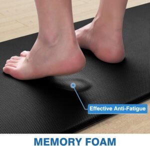 steprite kitchen mats, 2pcs kitchen rugs, cushioned anti fatigue kitchen mats for floor, non slip standing desk mat, waterproof kitchen rug set for kitchen, floor, office, 17.3"x30"+17.3"x47", black