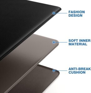 steprite kitchen mats, 2pcs kitchen rugs, cushioned anti fatigue kitchen mats for floor, non slip standing desk mat, waterproof kitchen rug set for kitchen, floor, office, 17.3"x30"+17.3"x47", black